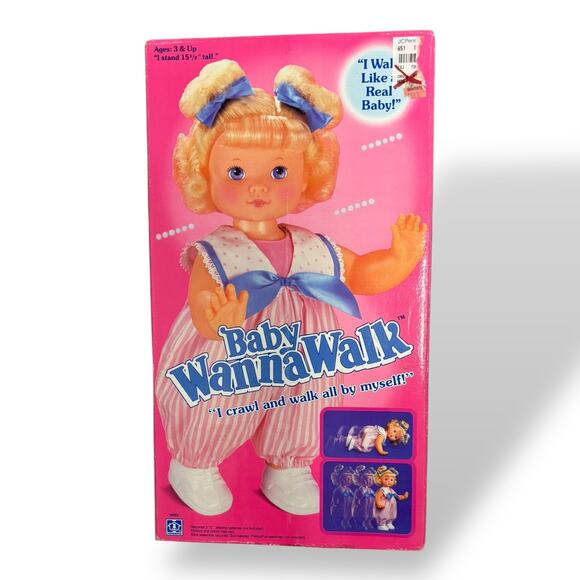 Vintage 1990 Mattel Baby Wanna Walk Interactive Doll – New in Original Box - Picture 1 of 6
